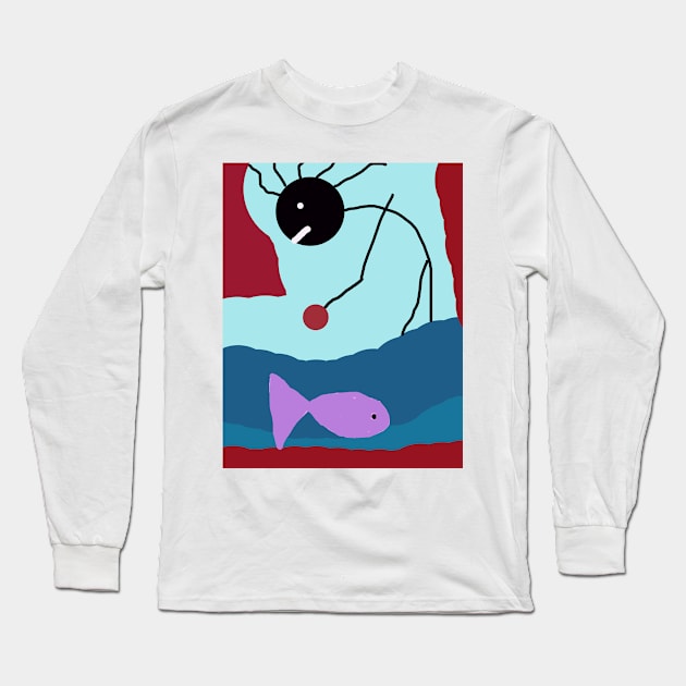 Kid Walking on Water Stick Figure Long Sleeve T-Shirt by Eigo Wild